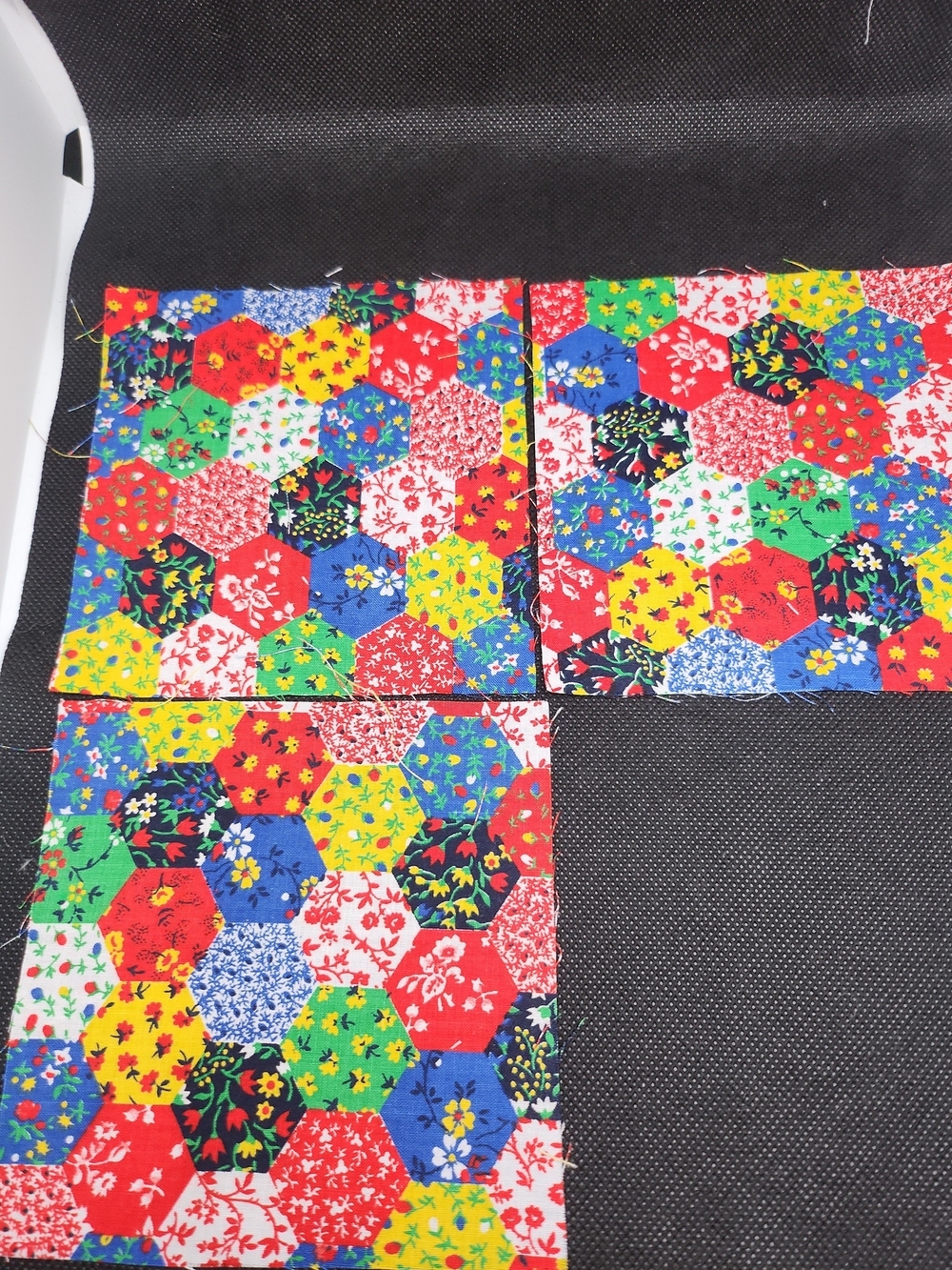 Multi-Color Patchwork Hexagon 4.75 Inch 3 Pcs Fabric Squares Precut
